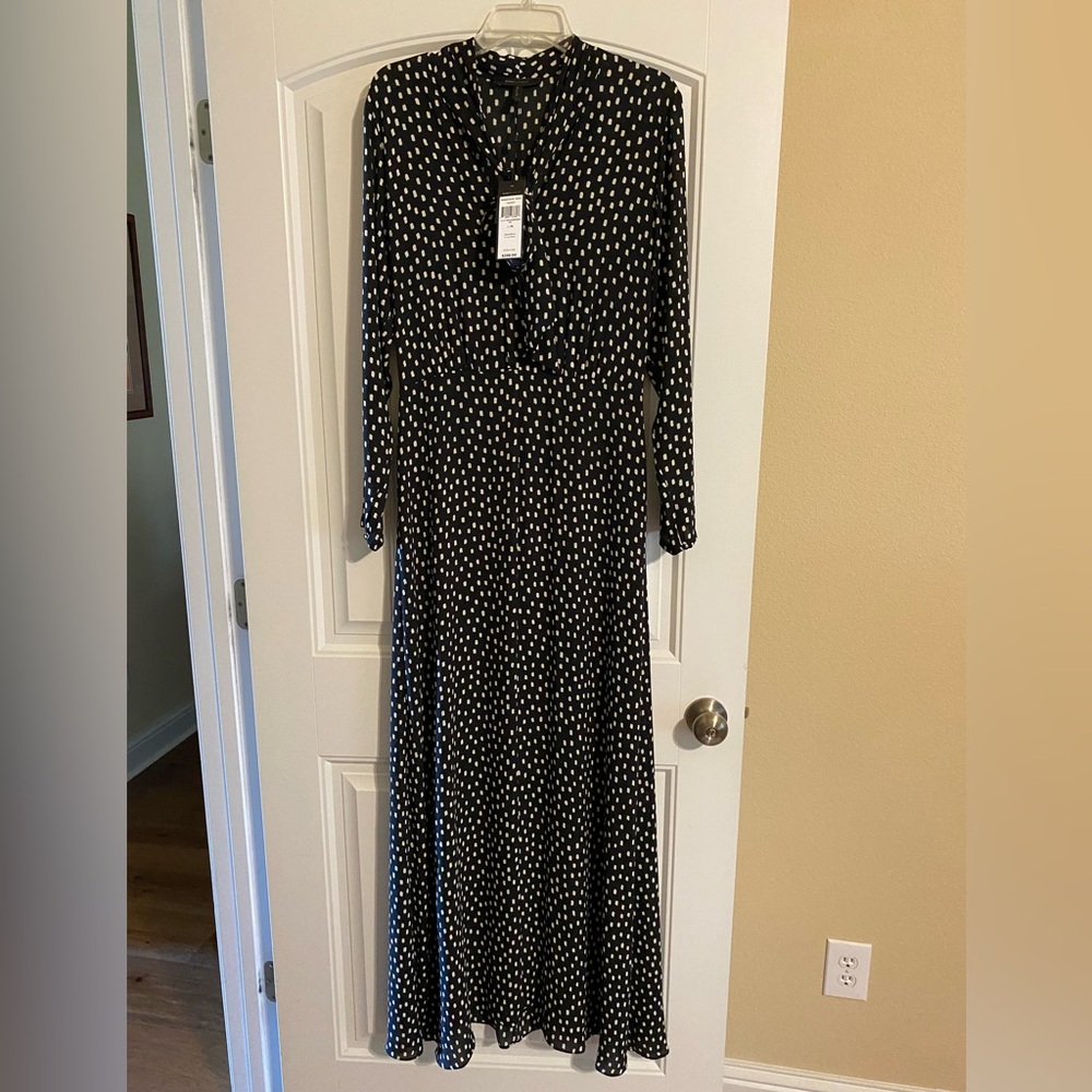 BCBG Black and White Polka Dot Maxi Dress